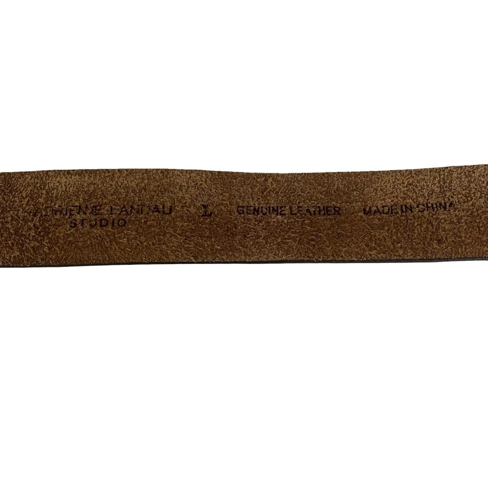 Adrienne Landau Genuine Leather Belt Brown With Animal Print Buckle Size L - Picture 5 of 5
